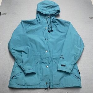 Gore-Tex 10X Rain Jacket Mens Medium Blue Hooded Waterproof Outdoor Hiking Shell